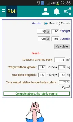 Perfect weight according to height android App screenshot 1